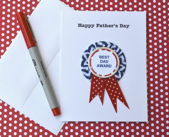 Father's Day Card/ Dad Card/ Award card/Handmade card using fabric