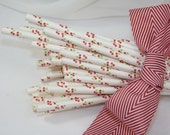 CHERRY Blossom Paper Straws -50- Cherry Pie Pop Sticks- Homemade Cherry Smoothie Topped with a CHERRY STRAW