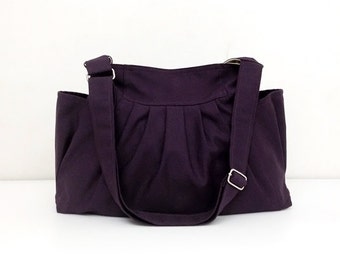 Handmade Bag Canvas Bag Diaper bag Shoulder bag Hobo bag Tote bag Messenger Purse Everyday bag Dark Purple Jamie