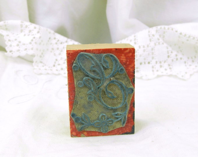 Antique French Monogram Embroidery Ink Stamp with the Letter G / French Decor / Shabby Chic / Chateau Chic / French Country Decor / Craft