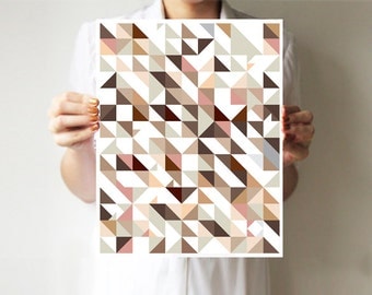 Triangles print, Abstract art, Geometric print, Abstract poster, Minimalist print, Pattern print, Home art, Triangles art, Dark red, Blue