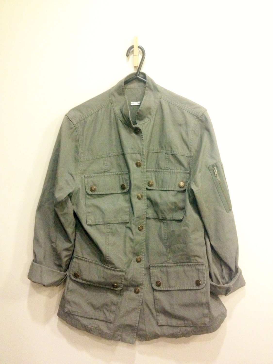 Womens Vintage Army Military style Khaki Jacket Coat Size