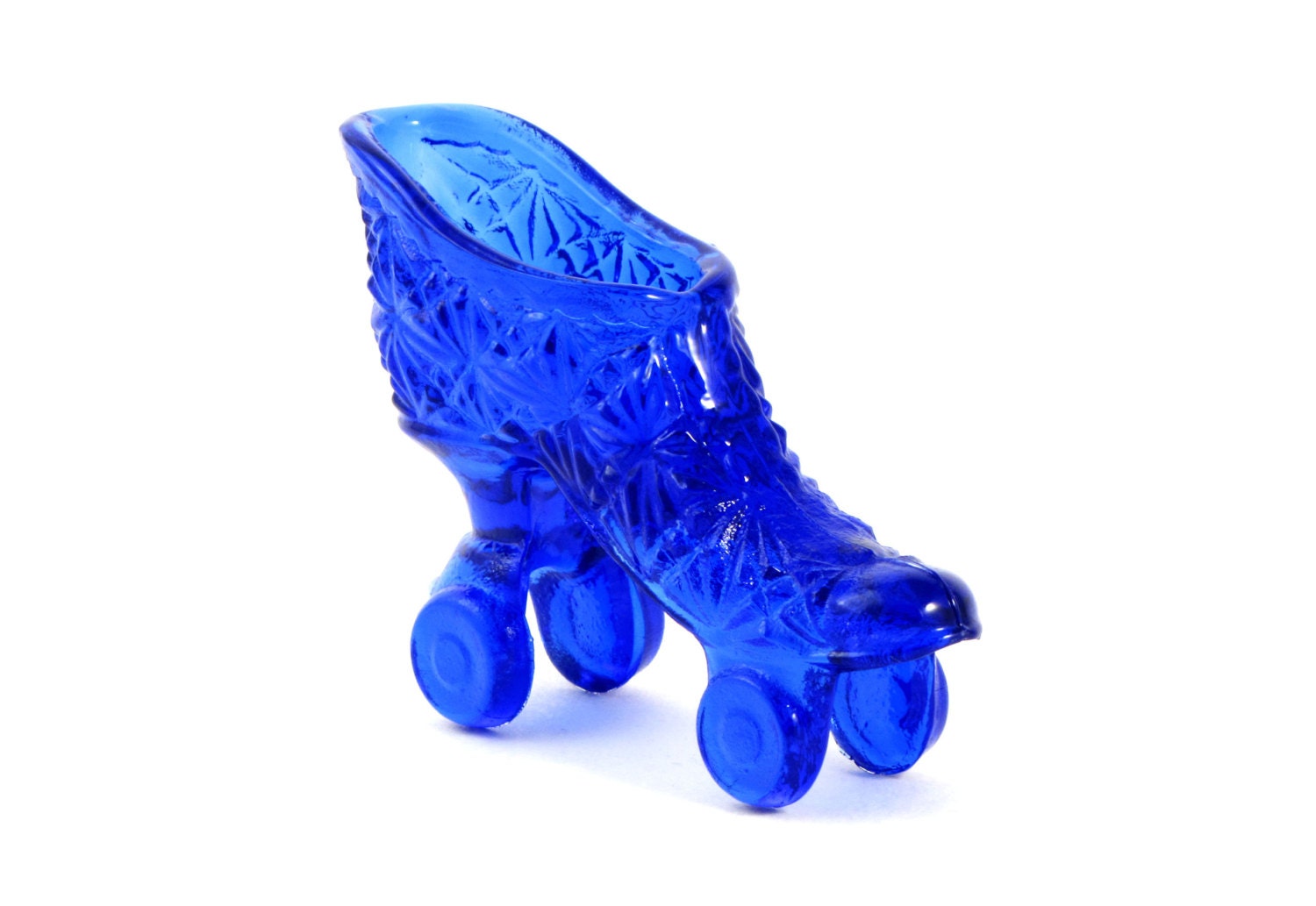 Fenton Glass Roller Skate Cobalt Blue Art Glass Victorian