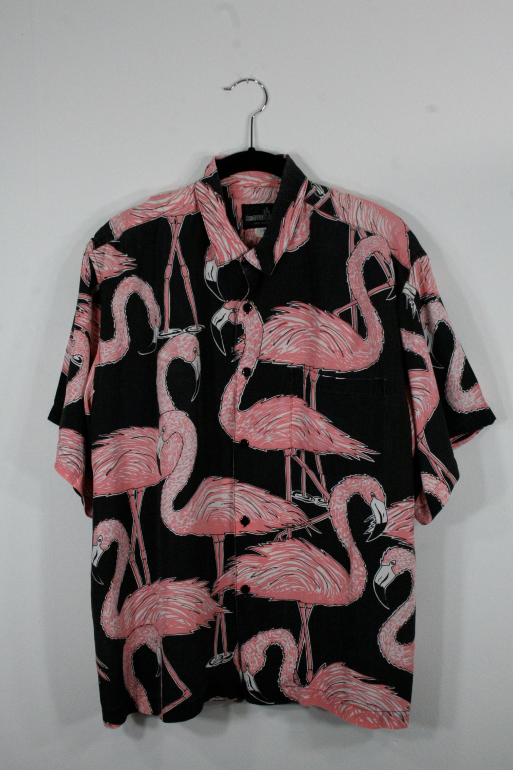 Vintage Men's Shirt Pink Flamingo Cactus Club Los by YaYaRetro