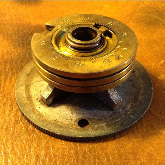 Vintage Brass Safe Combination Lock Cylinder Component