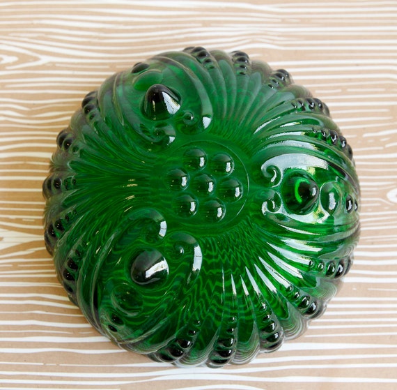 Vintage Green Glass Bubble Bowl