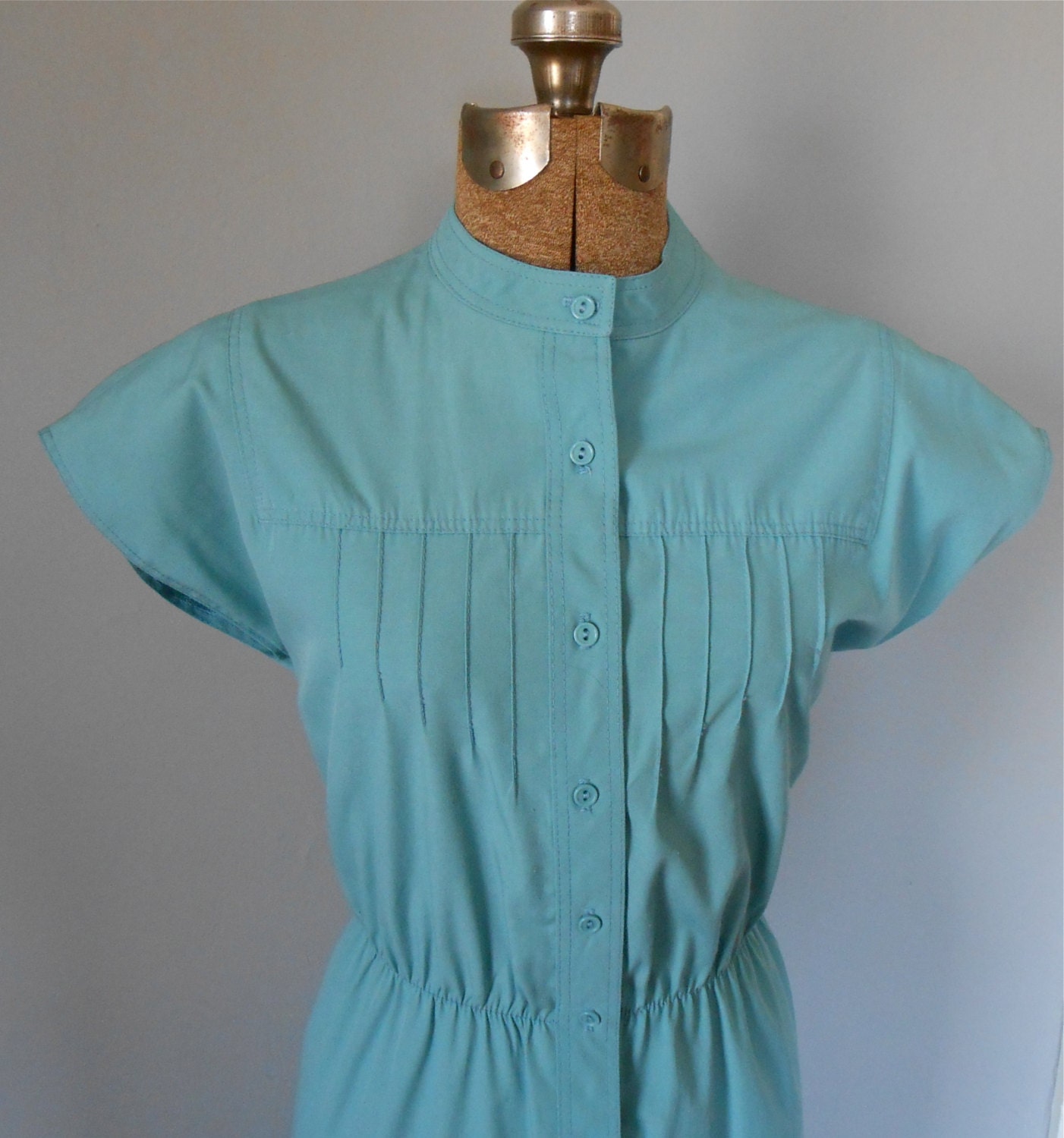 Cotton Shirt Dress Robins Egg Blue Vintage Women's by MDMvintage