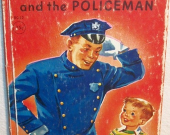 Peter Pat and the Policeman Children's Story Book Vintage 1948 Rand McNally Jr Elf Book by Catherine Stahlmann Color Illustrations