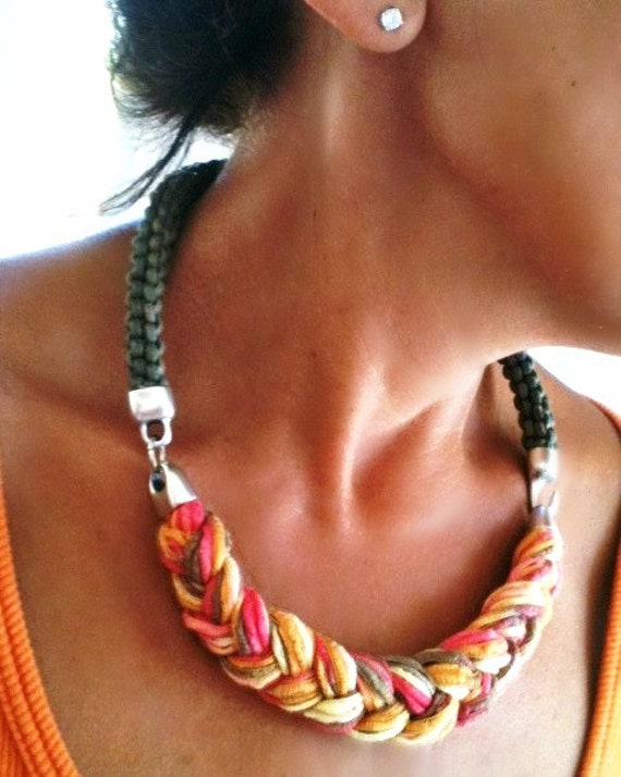 rope and braid necklace statement necklace by beYOUtifulhandmade