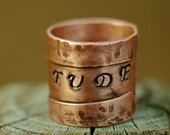 Adjustable Copper Fold Formed Ring, Anticlastic, Unisex, Personalized Writing Message Ring, Inspirational Metal Ring Cuff