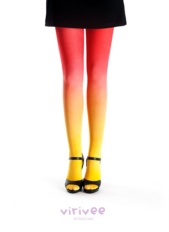 Ombre tights yellow - red