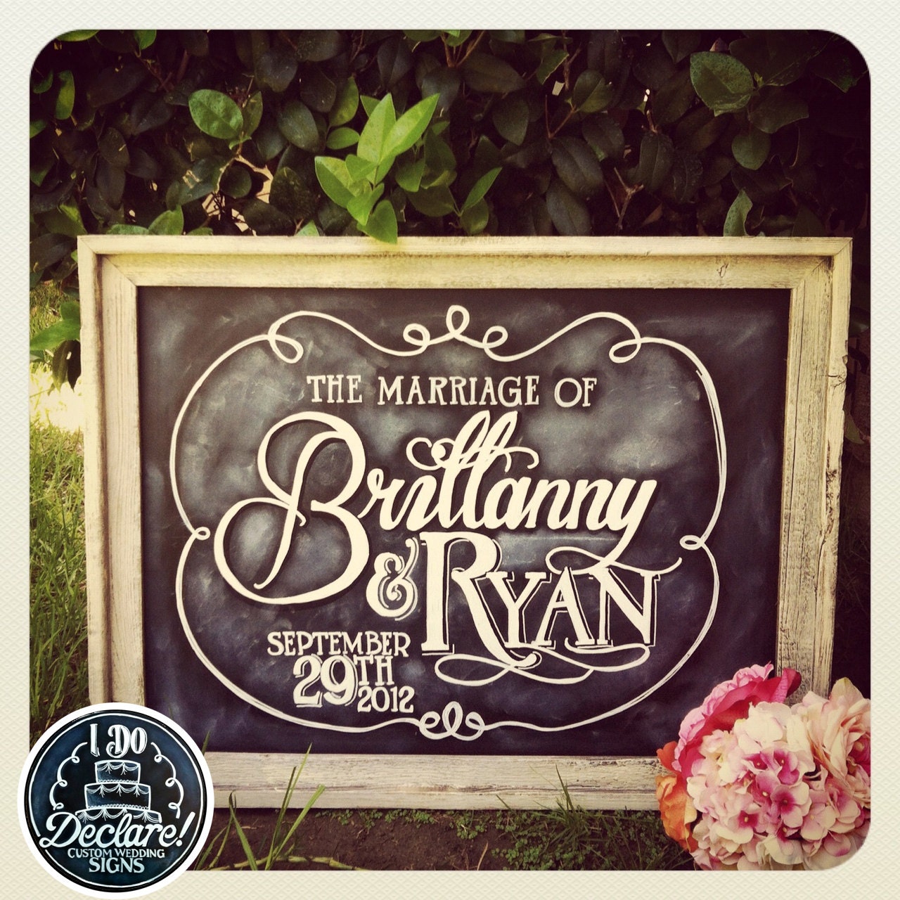 Shabby Chic Custom Wedding Chalkboard Art