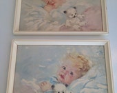 Items similar to Pair of 1950s Florence Kroger Baby Prints Framed Baby ...