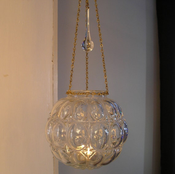 Vintage Bubble Glass Candelier hanging candle holder with