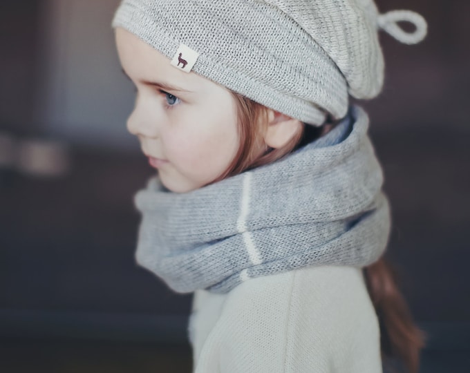 Melange hat / baby / children / toddler / alpaca wool slouchy beanie / over-sized gray hat / knit unisex hat / baby alpaca hat / knit hat