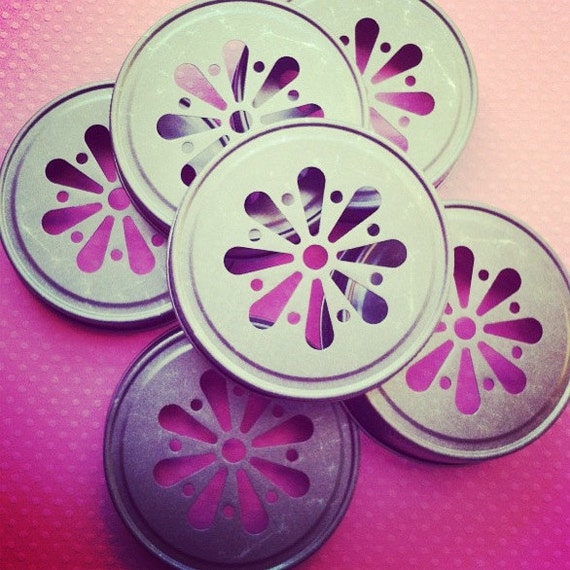 12 Mason Jar Lids Daisy Cut Daisy Stamped Mason Jar by supplyandco