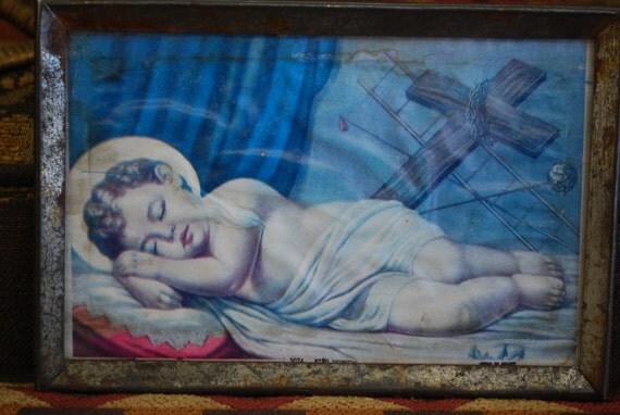 Nino Dormido o niño Jesús dormido religiosa imagen en lata