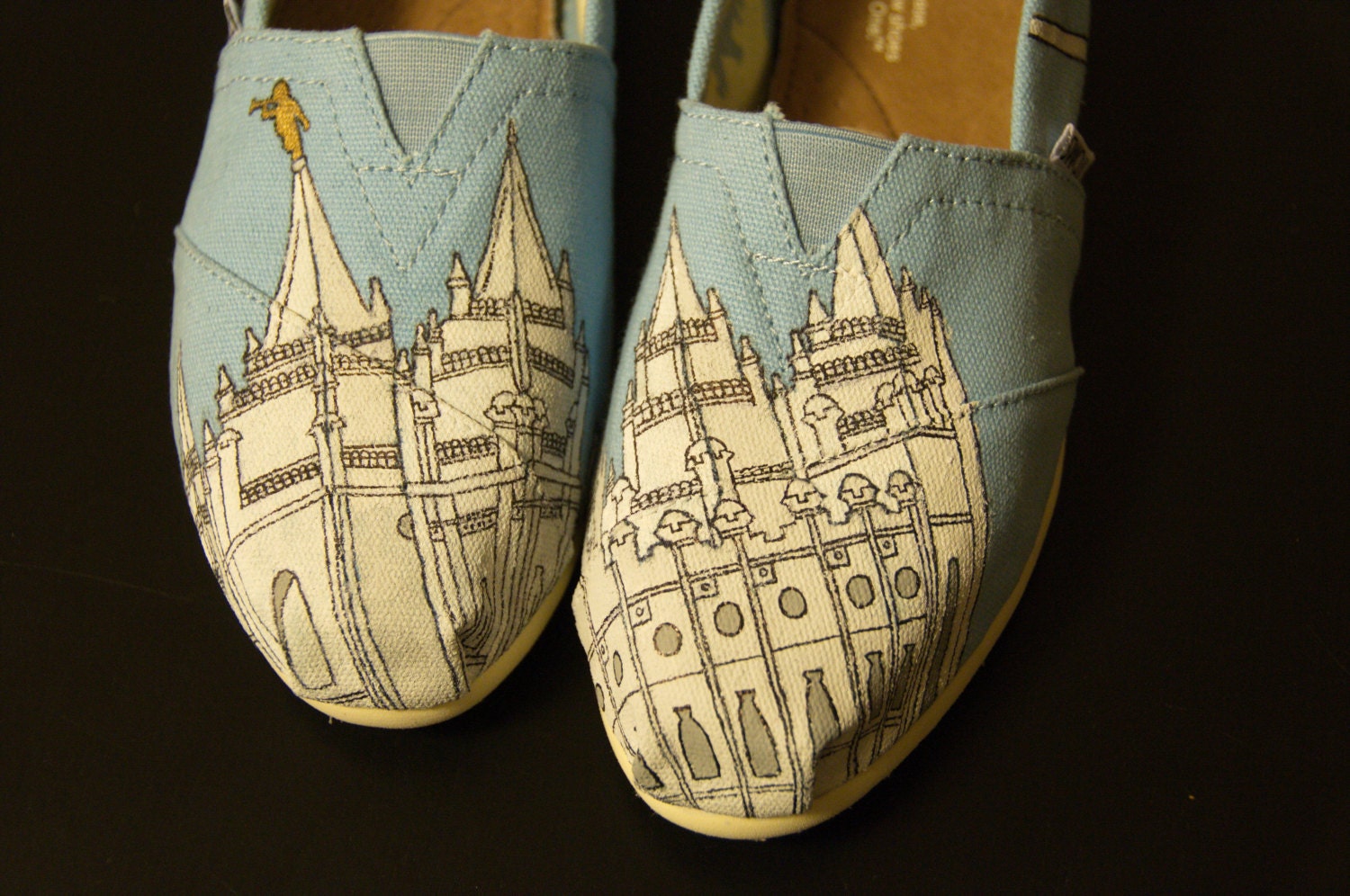 LDS Temple Custom Painted Canvas Shoes by WalkingInRoses on Etsy