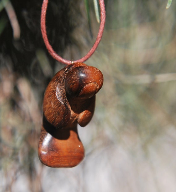 Manatee pendant / necklace hand carved from mora wood / exotic wood