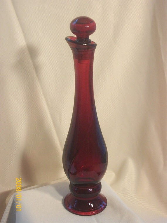 Vintage Avon Ruby Red Bud Vase Decanter