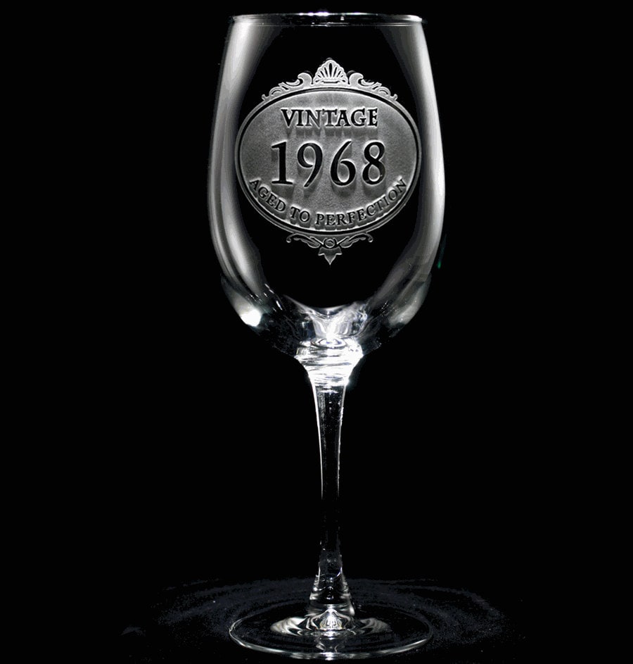 Aged To Perfection Birthday Wine Glass Engraved Vintage Year