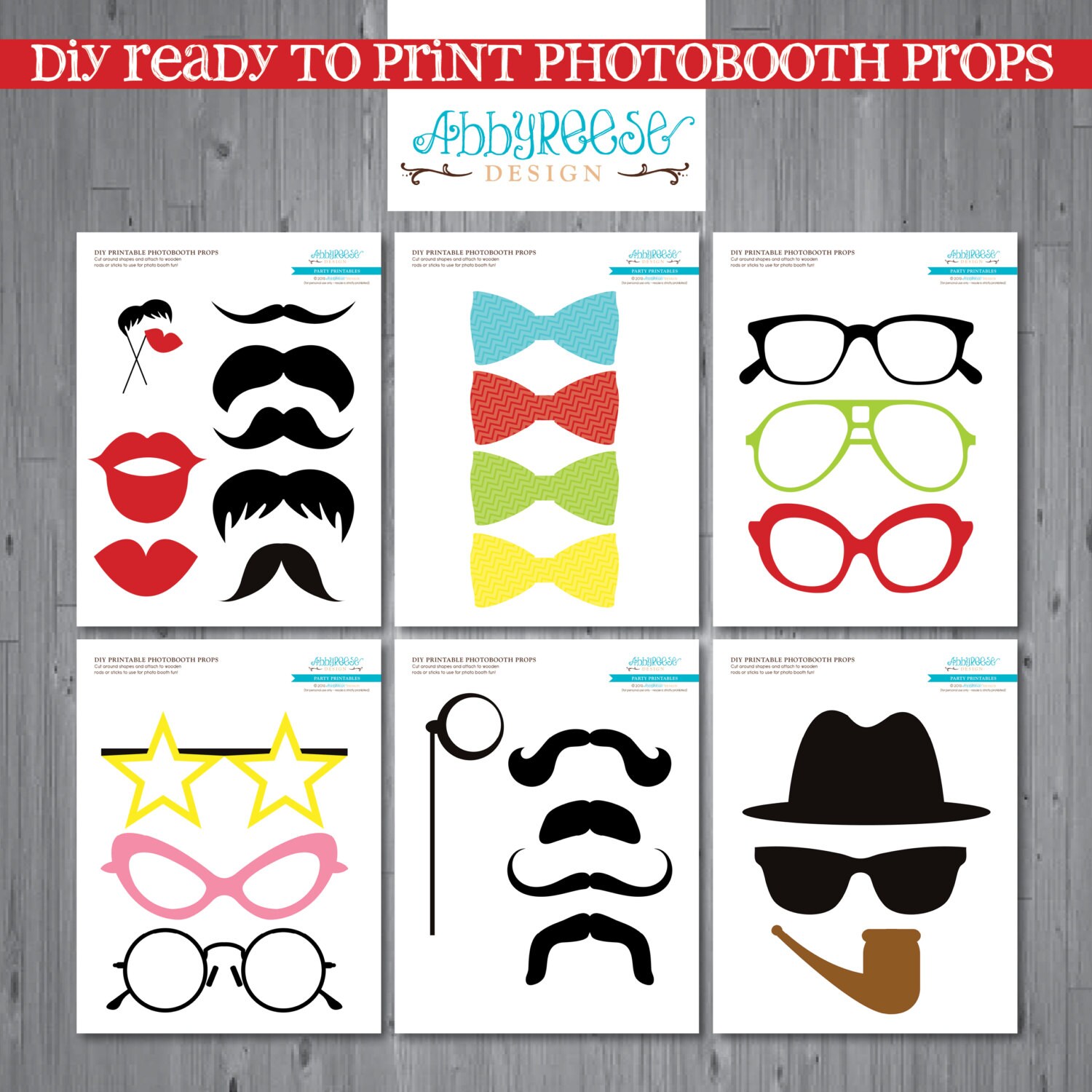 INSTANT download MUSTACHE photo booth props by AbbyReeseDesign