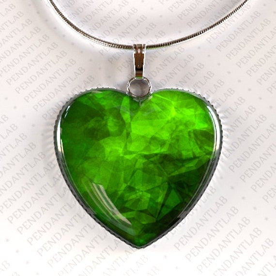 Green Heart Pendant Green Heart Heart Pendant Heart by PendantLab