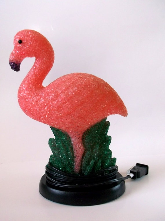 Vintage pink flamingo lamp