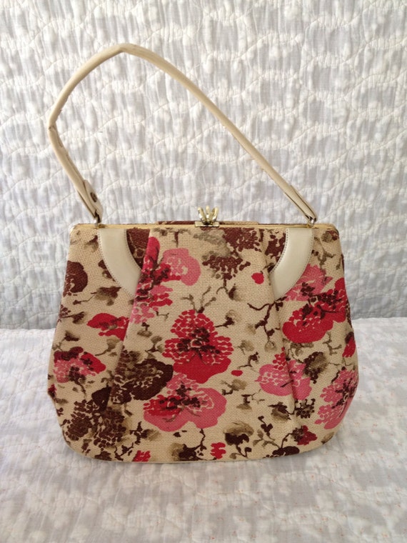Items similar to Vintage Floral Purse Retro Mary Kay Pink Shoulder ...