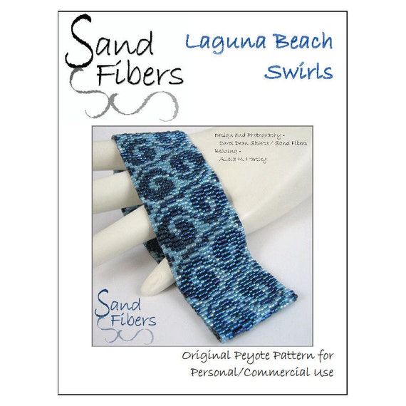 Peyote Pattern - Laguna Beach Swirls Peyote Cuff / Bracelet  - A Sand Fibers For Personal/Commercial Use PDF Pattern