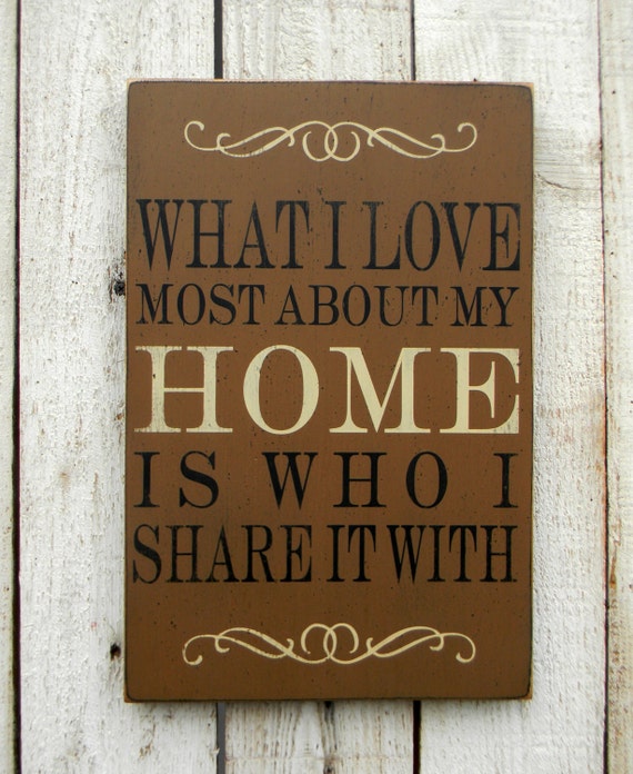 Items similar to What I love most about my home - wood sign on Etsy