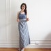 1970 hippie halter dress . chevron striped denim maxi .extra small xs .sale .disaster relief