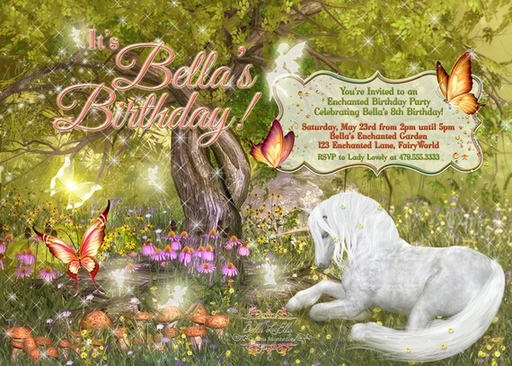 Fairy Forest Unicorn Birthday Party Invitation Birthday