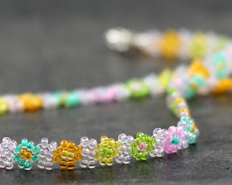 Girls Necklace - Beaded Necklace - Seed Bead Jewelry - Children's Jewelry - Daisy Chain Necklace - Beaded Jewelry - Multi Color Necklace