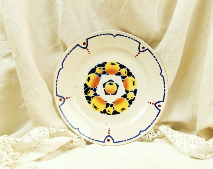 Large Antique Round Art Deco Serving Plate made by St Amand / French Decor / French Country Decor / Vintage Home / Table Ware / Ceramics