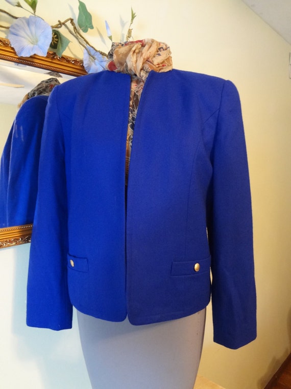 Royal Blue Wool Short Jacket by Talbots by MorningGlorysVintage