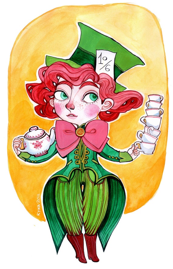 Mad Hatter Alice in Wonderland Original by PigandPepperArts