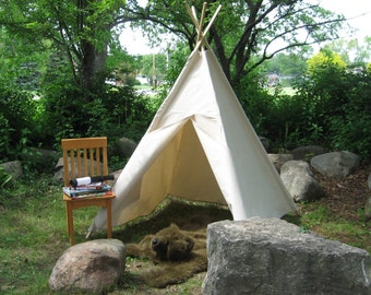 Canvas Teepee Tent, Kids Tent, Play Tent, 14 Canvas Color Choices, Custom Order, 6 Foot Poles Included