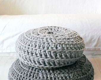Floor Cushion Crochet - Thick Cotton - Light Gray