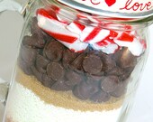 Candy Cane Hot Chocolate Mix in a Mason Jar Mug- Peppermint Hot Cocoa Mix Layered in Glass Mason Jar Mug