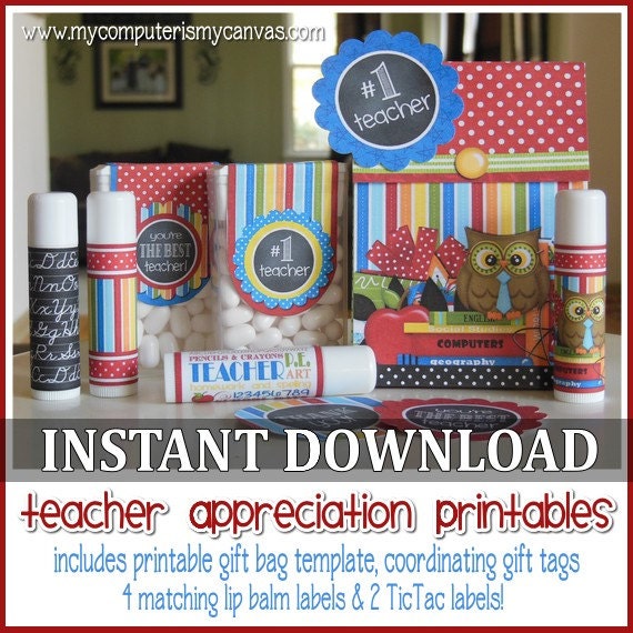 TEACHER APPRECIATION Gift Set Lip Balm Tic Tac Labels with