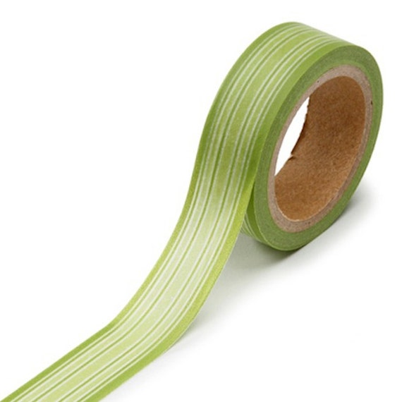 Green Horizontal Ribbon Stripe Japanese Washi Tape - Decorative Adhesive Tape - Scrapbooking Paper Craft Party Supplies Il_570xn