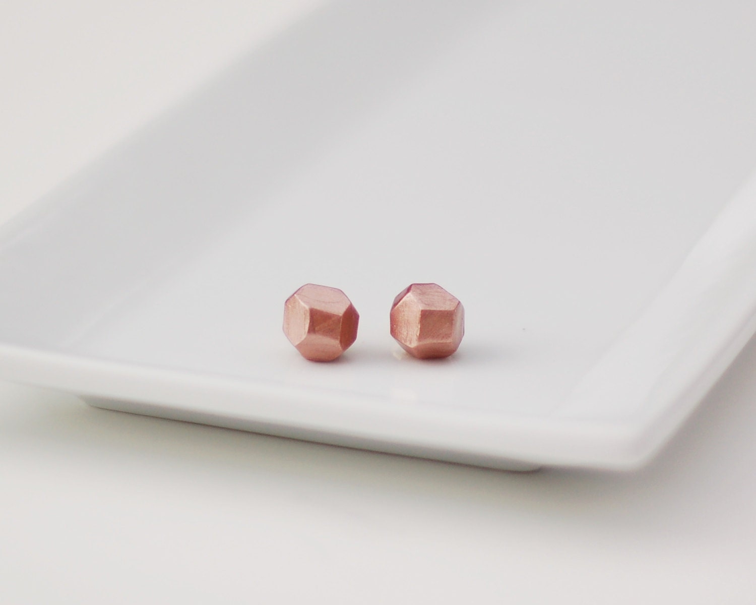 Rose Gold Geometric Stud Earrings Geo Earrings Simple