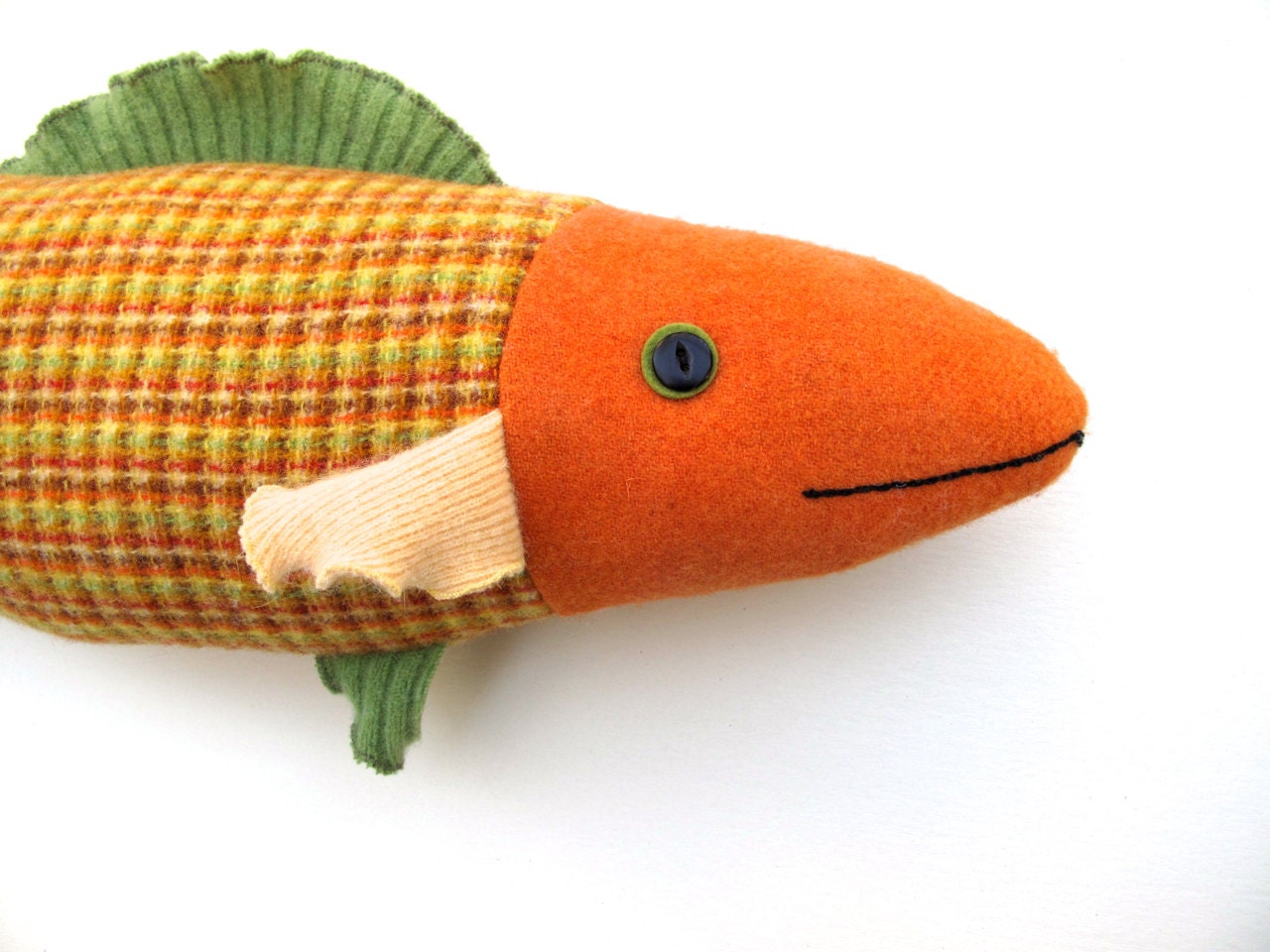 Bright Goldfish wool fish pillow