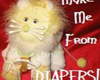 Instructions for a large lion made from DIAPERS. Gurrrtrude. How to make a diaper lion. GR8 for baby shower/gift