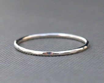 Thin Sterling Silver Ring , Thin Ring , Delicate Ring , Hammered Silver Ring