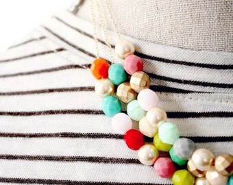 Beaded Multi Strand Statement Necklace, Beaded layered necklace, Statement necklace