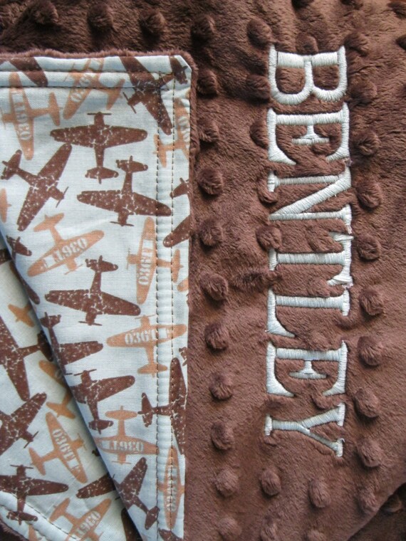 Vintage Airplane Baby Blanket Personalized Baby Blanket