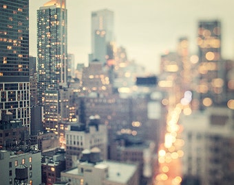 Modern New York Photography, Abstract Large Wall Art Print, NYC Skyline, NYC Photography, Abstract Urban Art Print "Night Glitter"