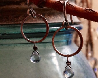 Tiny Aquamarine Sterling Ring Earrings